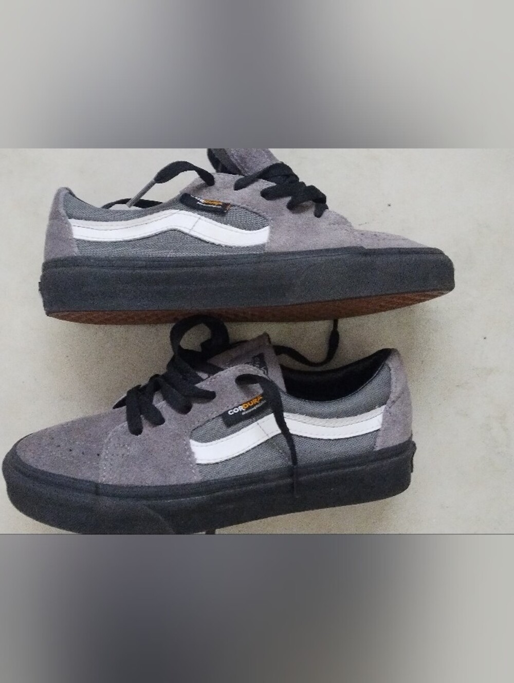 Vans Gray Suede Low-Top Sneakers with White Side Stripe